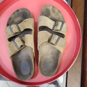 Birkenstock Arizona Suede Light Brown TAN Slides Sandals 37●